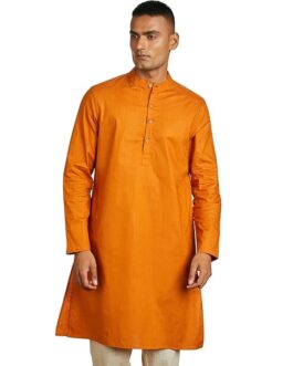 Men Solid Kurta (Orange)