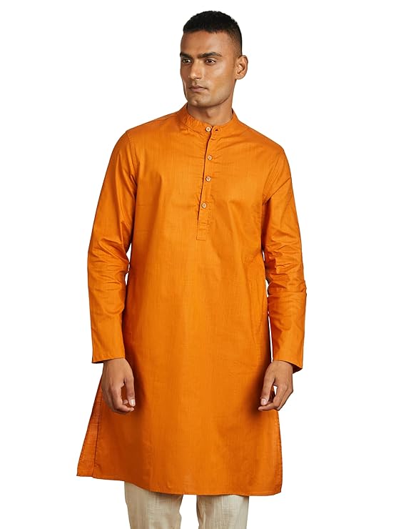 Men Solid Kurta (Orange)
