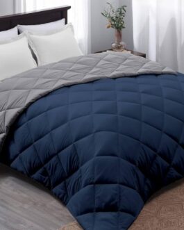 Reversible Navy Blue & Grey Quilted Comforter